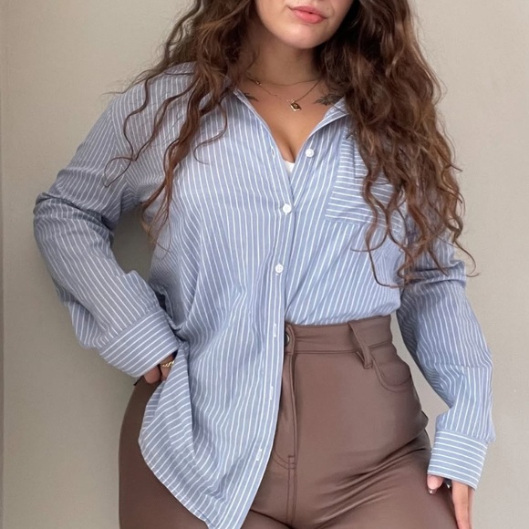 Reitmans Tops - Classic Blue Striped Shirt